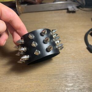 Black Leather Studded Bracelet